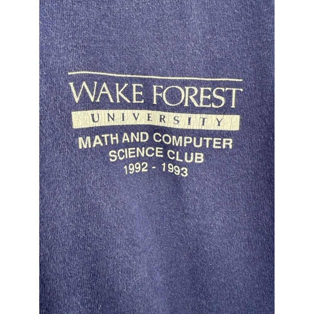Vintage 90s Wake Forest University Math CS Club T-Shirt‎ XL Navy Long Sleeve USA